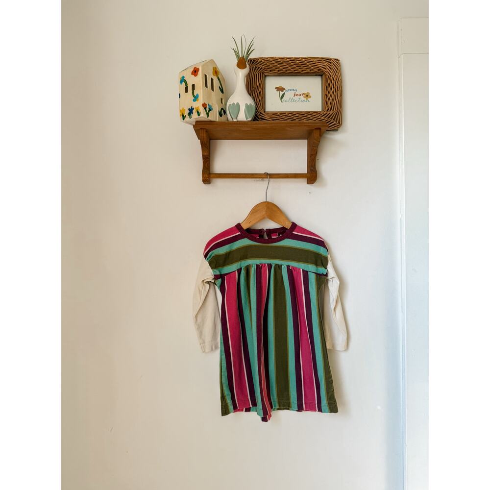 Tea Collection green, blue and pink vertical stripe dress - 18-24m